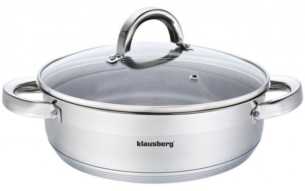 Тенджера Klausberg KB 7173, вместимост 4.6 л, 26 см диаметър, неръждаема стомана, капак, инокс