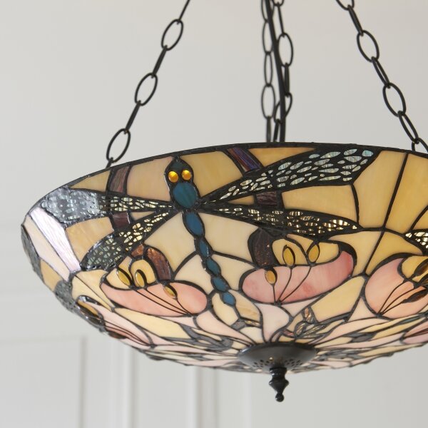 Endon 111869 - Полилей на верига Tiffany ASHTON 3xE27/10W/230V Ø 45 см