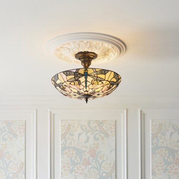 Endon 111892 - Елегантна плафониера в стил Тифани ASHTON, 3×E27 (10W), 230V, Ø 45 см
