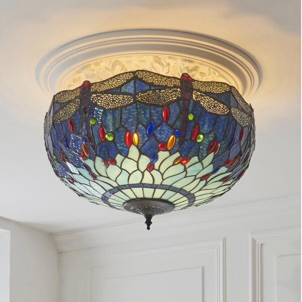 Endon 111899 - Таванно осветително тяло Tiffany DRAGONFLY 3xE27/10W/230V диаметър 50 см