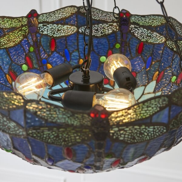 Endon 112250 - Полилей на верига Tiffany DRAGONFLY 3xE27/60W/230V, Ø 50 см