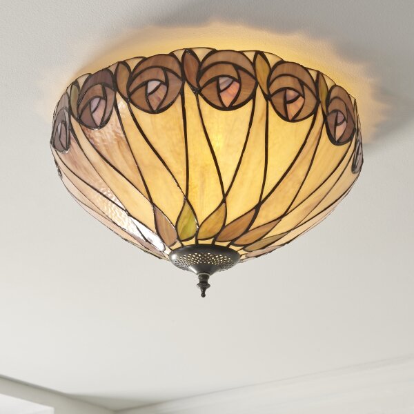 Endon 112188 - Таванно осветително тяло в стил Tiffany HUTCHINSON, 2xE27/60W/230V, Ø 40 см