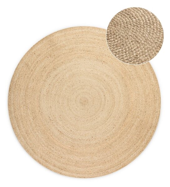 Двустранен ютен кръгъл килим в цвят слонова кост ø 100 cm Braided – Hanse Home
