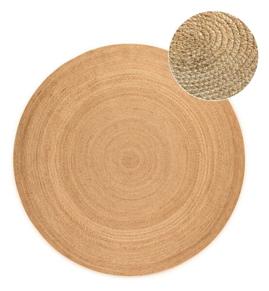 Двустранен ютен кръгъл килим в естествен цвят ø 200 cm Braided – Hanse Home