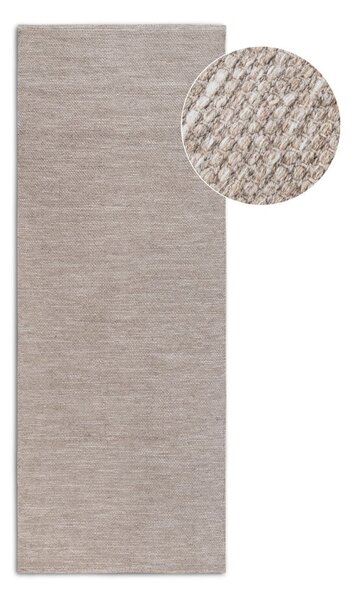 Бежова ръчно изработена пътека със смес от вълна 80x200 cm Pradesh Linen White – Elle Decoration