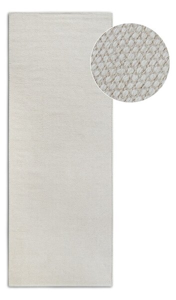 Кремава ръчно изработена пътека със смес от вълна 80x200 cm Pradesh Natural White – Elle Decoration