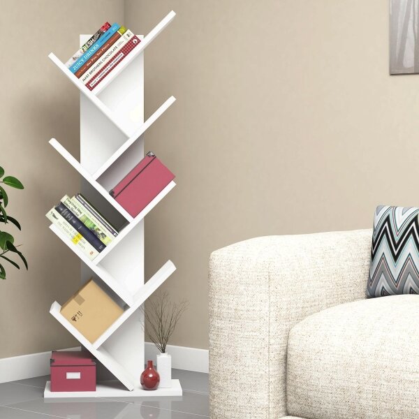 Бял шкаф за книги BOOKIE