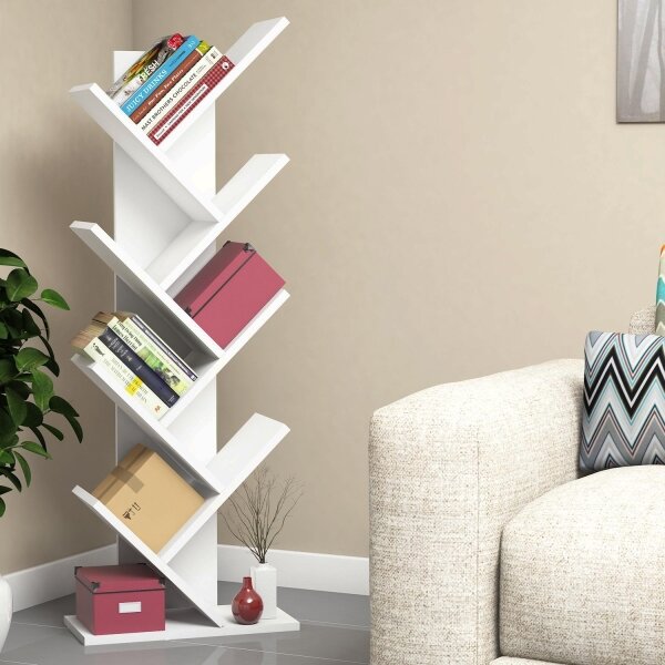 Бял шкаф за книги BOOKIE
