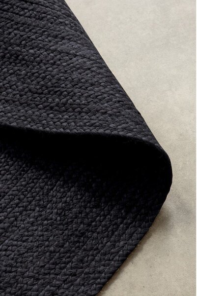 Черен двустранен/ръчно изработен ютен кръгъл килим ø 200 cm Braided – Hanse Home