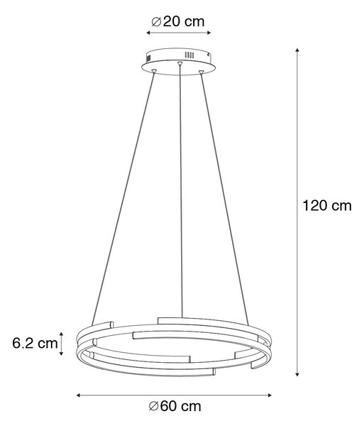 Интелигентна висяща лампа черна с месинг с LED димируема - Nikki