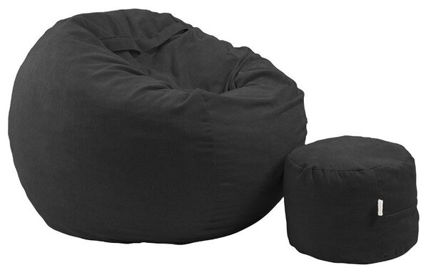 Комплект, Барбарон и табуретка за крака, 700л., King Size - Eerie Black, Перящ се калъф, Трансформира се в легло, Пълнеж с микс от мемори пяна и дунапрен, Гама Premium