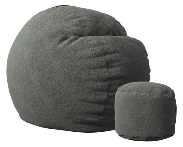 Комплект, Барбарон и табуретка за крака, 700л., King Size - Smoke Grey, Перящ се калъф, Трансформира се в легло, Пълнеж с микс от мемори пяна и дунапрен, Гама Premium