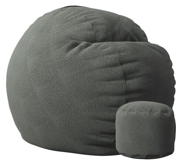 Комплект, Барбарон с табуретка за крака 900л., King Size XL - Smoke Grey, Перящ се калъф, Трансформира се в легло, Пълнеж с микс от мемори пяна и дунапрен, Гама Premium