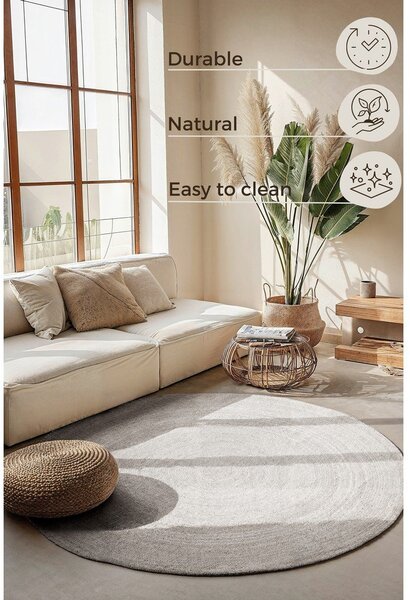 Бял двустранен ръчно изработен ютен кръгъл килим ø 140 cm Braided – Hanse Home