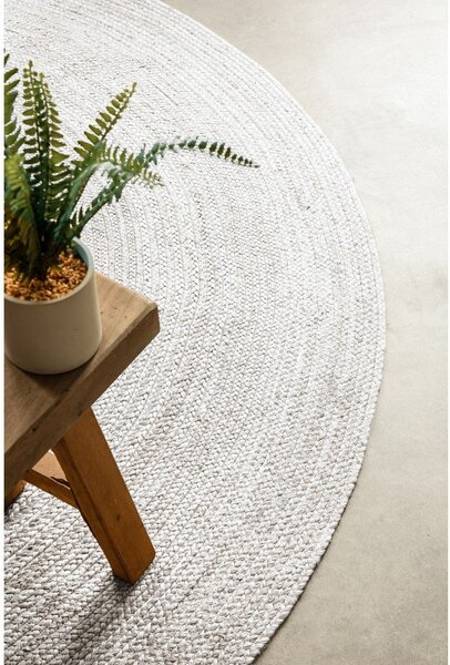 Бял двустранен ръчно изработен ютен кръгъл килим ø 140 cm Braided – Hanse Home
