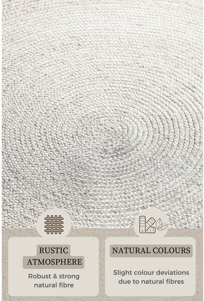 Бял двустранен ръчно изработен ютен кръгъл килим ø 140 cm Braided – Hanse Home