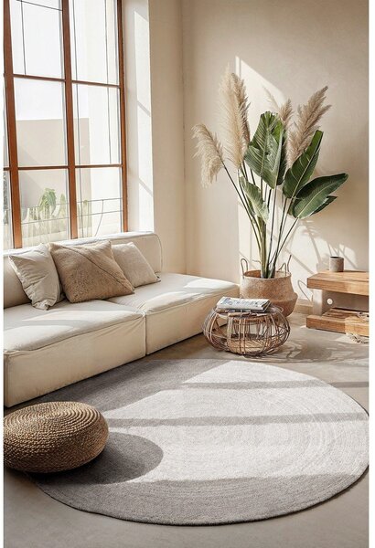 Бял двустранен ръчно изработен ютен кръгъл килим ø 140 cm Braided – Hanse Home