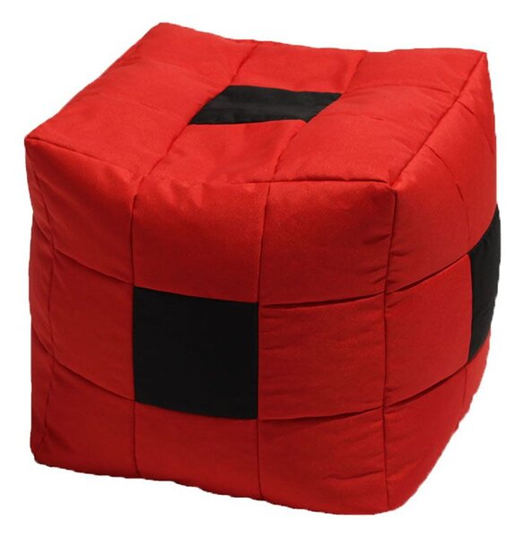 Пуф 130л., Табуретка Куб XL - Black Spotted Cube, Перящ се калъф, Пълнеж от Полистиролни перли, за открито