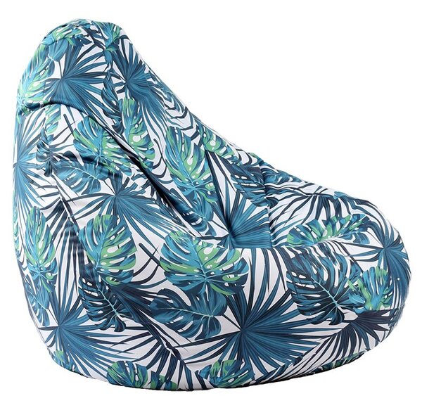 Калъф за пуф круша, 160л., Nirvana Light - Tropical Leaves, (Не съдържа пълнеж), водоустойчив, принт