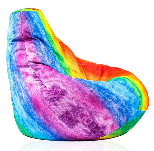Калъф за пуф круша, 160л., Nirvana Light - Rainbow Watercolour, (Не съдържа пълнеж), водоустойчив, принт