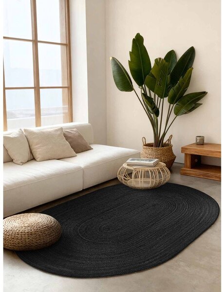 Черен двустранен ръчно изработен ютен килим 160x230 cm Braided – Hanse Home