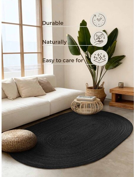 Черен двустранен ръчно изработен ютен килим 160x230 cm Braided – Hanse Home