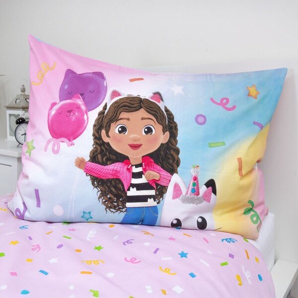 Розово единично памучно детско спално бельо 140x200 cm Gabby's Dollhouse "Rainbow" – Jerry Fabrics