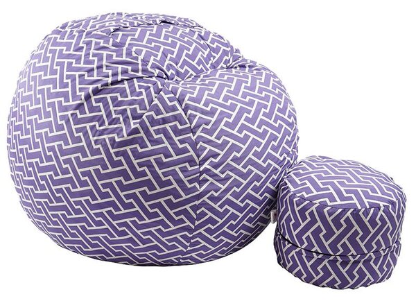 Комплект, Барбарон с табуретка за крака 700л., King Size, Zippity Purple, Перящ се калъф, Пълнеж с микс от мемори пяна и дунапрен, Гама Premium