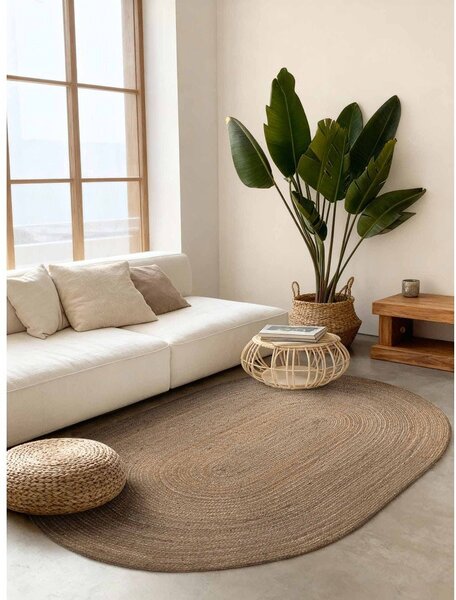 Двустранен ръчно изработен ютен килим в тъмно естествен цвят 160x230 cm Braided – Hanse Home