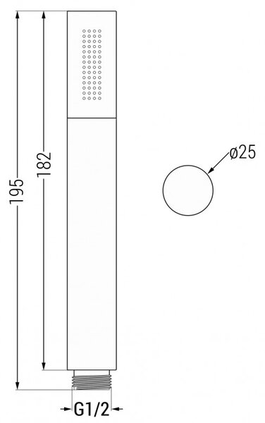 Mexen R-70 душова ръчка 1-функционална, черна - 79570-70