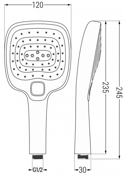 Mexen R-17 душ слушалка 3-функционална, черна - 79517-70