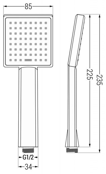 Mexen Uno DR45 подводен душов комплект, черен - 71435DR45-70