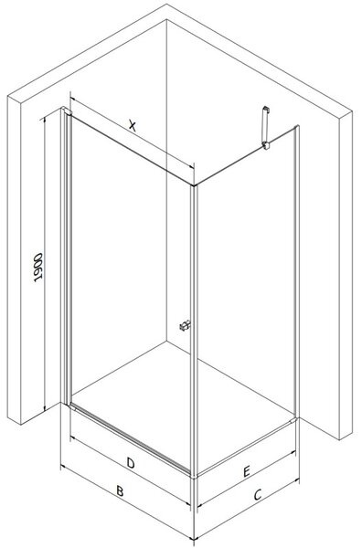 Mexen Pretoria душ кабина с отваряеми врати 80 x 80 см, прозрачна, черна - 852-080-080-70-00