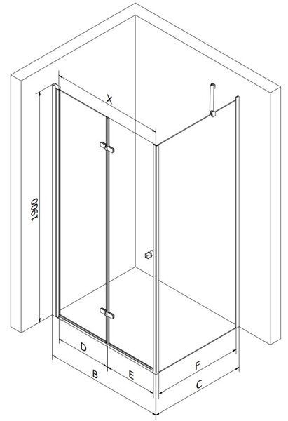 Mexen Lima душ кабина сгъваема 90 x 90 см, прозрачна, черна - 856-090-090-70-00