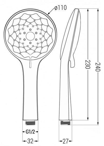 Mexen R-74 душова ръкохватка 3-функционална, черна - 79574-70