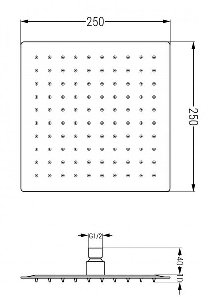 Mexen Slim душ глава 25 x 25 см, черна - 79125-70