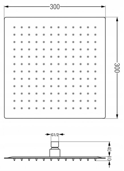 Mexen Slim дъждовен душ 30 x 30 см, черен - 79130-70