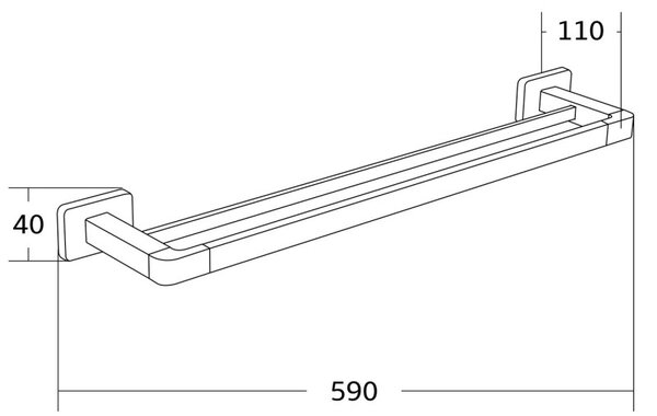 Mexen Asis двойна закачалка за кърпи, черна - 7017625-70