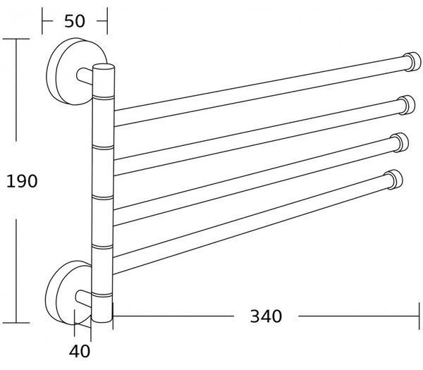 Мексен четирипосочен завъртащ се закачалка за хавлии, черен - 7039244-70