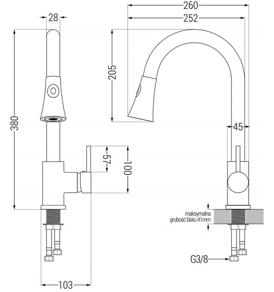 Mexen Elia кран за кухня, златен - 670101-50