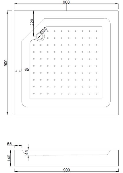 Mexen Rio квадратна душ кабинка 90 x 90 см, райета, хром + поддън Rio, бял - 860-090-090-01-20-4510