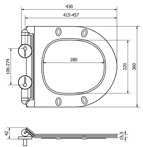 Mexen дъска с плавно падане slim, duroplast, бяла гланц - 39010100