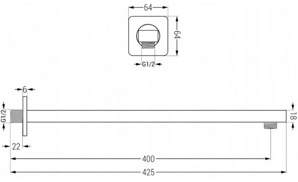 Mexen Slim душ глава 25 x 25 см с душова ръка, златна - 79125112-50