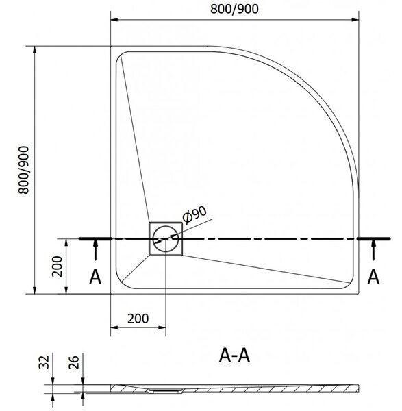 Mexen Bert душ кабина полукръгла SMC 80 x 80 см, черен - 4KR708080