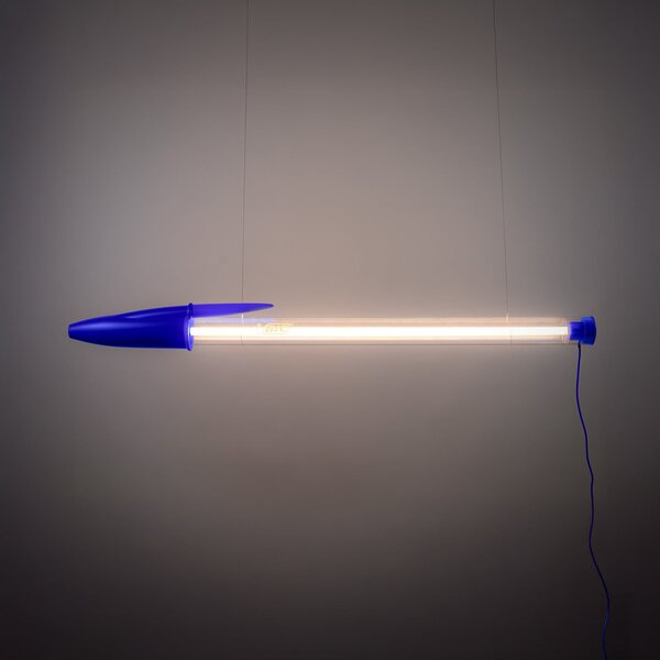 SELETTI LED висяща лампа BIC, синя, дължина 173 cm, Син, Дневна/трапезария, Пластмаса, Дизайн