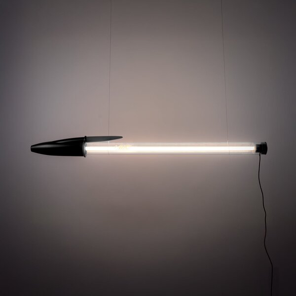 SELETTI LED висяща лампа BIC, черна, дължина 173 cm, Черен, Дневна/трапезария, Пластмаса, Дизайн