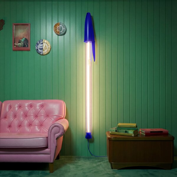 SELETTI LED висяща лампа BIC, синя, дължина 173 cm, Син, Дневна/трапезария, Пластмаса, Дизайн