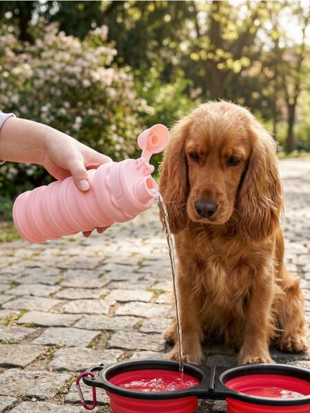 Sinsay - Сгъваема пътна бутилка за животни - пастелнорозово