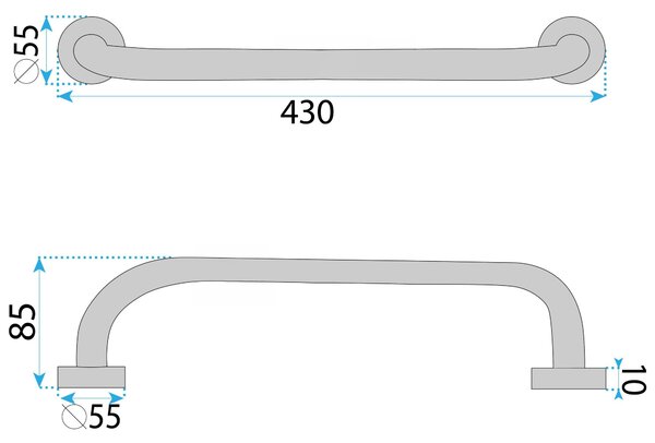 Прав дръжка за баня Chrome 40cm