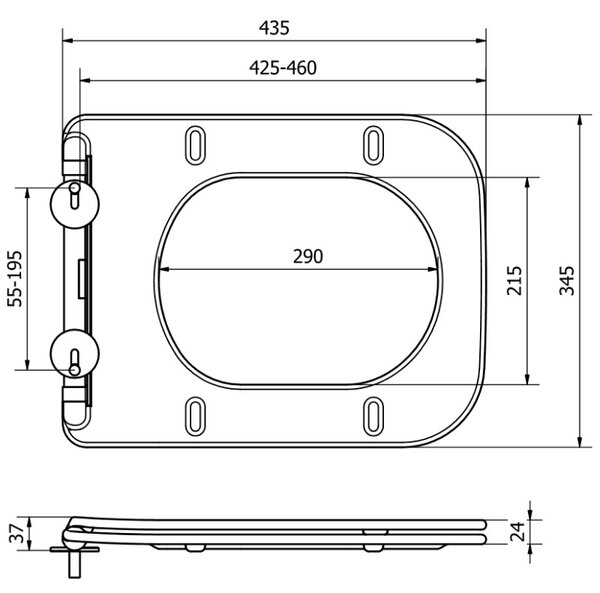 Mexen дъска с бавно падане slim, duroplast, бяла гланц - 39090100